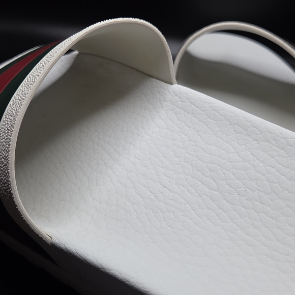 Gucci Men's Pursuit Web Slides - White/Signature Stripe - Size 10 - Picture 14 of 16